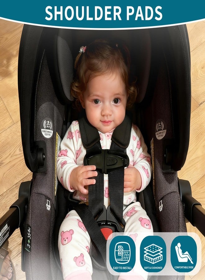 Fevbcnrj Car Seat Shoulder Pads Compatible with Doona, Ultra Soft and Breathable Grid Fabric, Protect Neck and Shoulder Strap Covers, Easy to Install, Straps Pads for Car Seat and Stroller, Black - Image 2